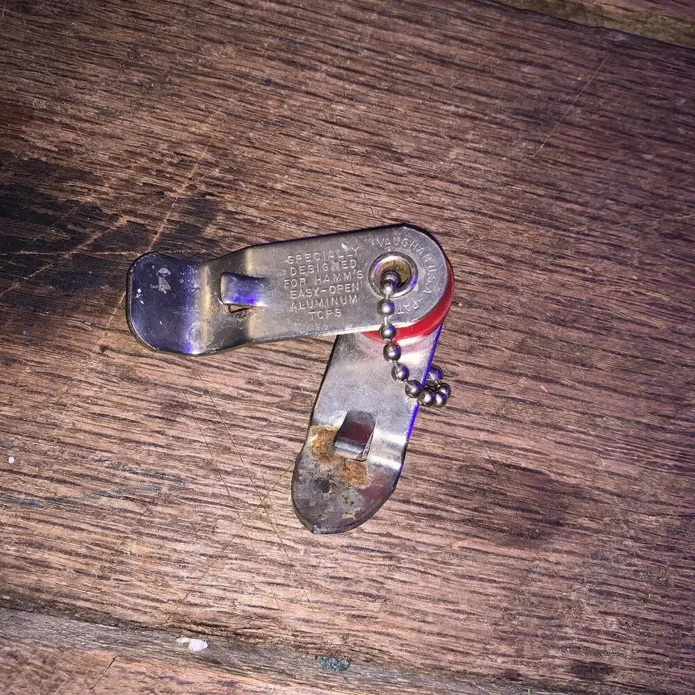 Vintage Hamm's Beer Dual Folding Opener Vaughan USA Key Chain Open Bottle Swivel
